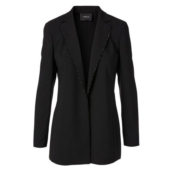 AKRIS Punto Wool Long Blazer with Swarovski Beading Jacket Black Women's 6 $4390 - Picture 1 of 16